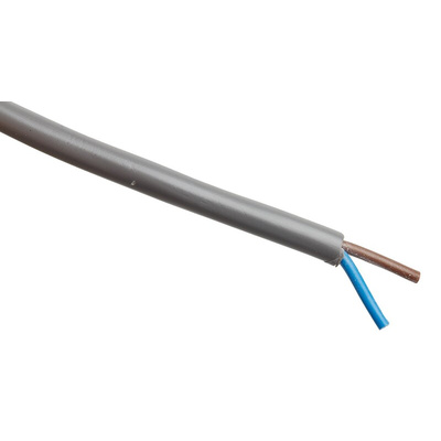 RS PRO 2 Core Power Cable, 0.5 mm², 100m, Grey PVC Sheath, 2182Y, 3 A, 300 V