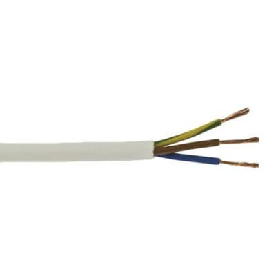 RS PRO 3 Core Power Cable, 0.5 mm², 100m, White PVC Sheath, 2183Y, 3 A, 300 V