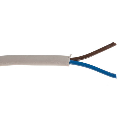 RS PRO 2 Core Power Cable, 0.75 mm², 100m, White PVC Sheath, 2182Y, 6 A, 300 V