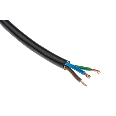 RS PRO 3 Core Power Cable, 0.75 mm², 50m, Black PVC Sheath, 2183Y, 6 A, 300 V