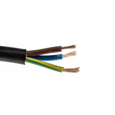 RS PRO 3 Core Power Cable, 0.75 mm², 50m, Black PVC Sheath, 2183Y, 6 A, 300 V
