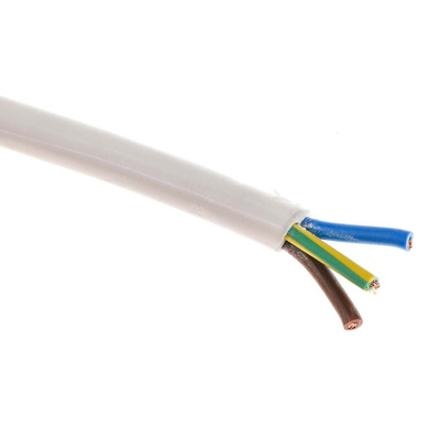 RS PRO 3 Core Power Cable, 0.75 mm², 50m, White PVC Sheath, 2183Y, 6 A, 300 V