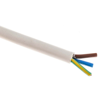 RS PRO 3 Core Power Cable, 1 mm², 100m, White PVC Sheath, 3183Y, 10 A, 500 V