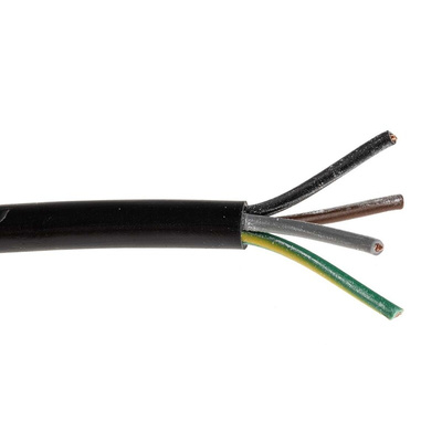 RS PRO 4 Core Power Cable, 0.75 mm², 100m, Black PVC Sheath, 3184Y, 6 A, 500 V