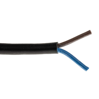 RS PRO 2 Core Power Cable, 0.75 mm², 100m, Black PVC Sheath, 2182Y, 6 A, 300 V