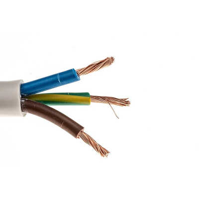 RS PRO 3 Core Power Cable, 2.5 mm², 100m, White PVC Sheath, 3183Y, 20 A, 500 V