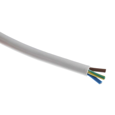 RS PRO 3 Core Power Cable, 1.25 mm², 100m, White PVC Sheath, 3183Y, 13 A, 500 V
