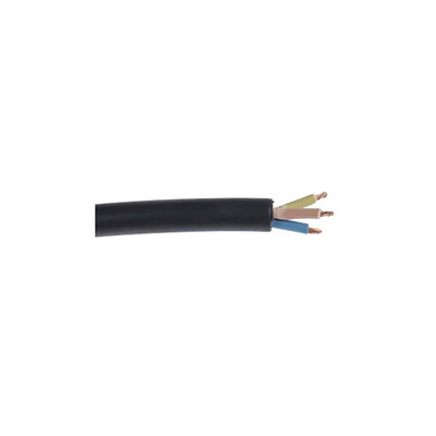 RS PRO 3 Core Power Cable, 2.5 mm², 50m, Black Rubber Sheath, 24 A, 300 V, 500 V