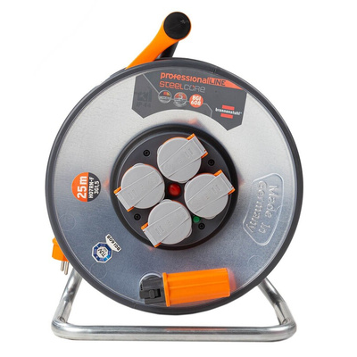 brennenstuhl 25m 4 Socket Type F - German Schuko Cable Reel, 230 V ac, IP44