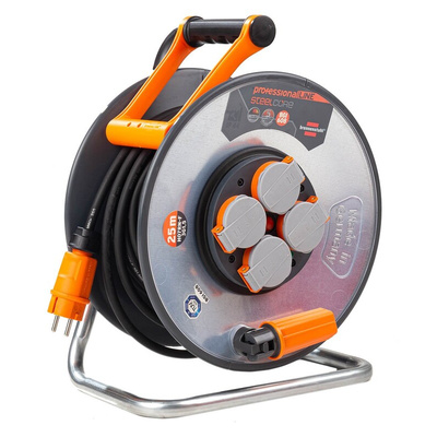 brennenstuhl 25m 4 Socket Type F - German Schuko Cable Reel, 230 V ac, IP44