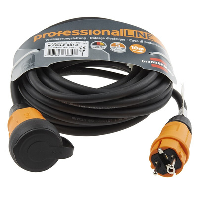 brennenstuhl 10m 1 Socket Type F - German Schuko Extension Lead, 230 V ac, IP44