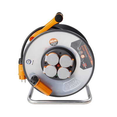 brennenstuhl 40m 4 Socket Type F - German Schuko Cable Reel, 230 V ac, IP44