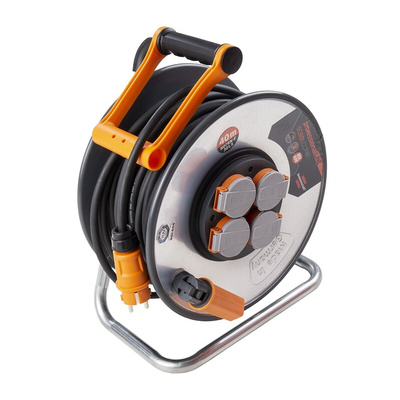 brennenstuhl 40m 4 Socket Type F - German Schuko Cable Reel, 230 V ac, IP44