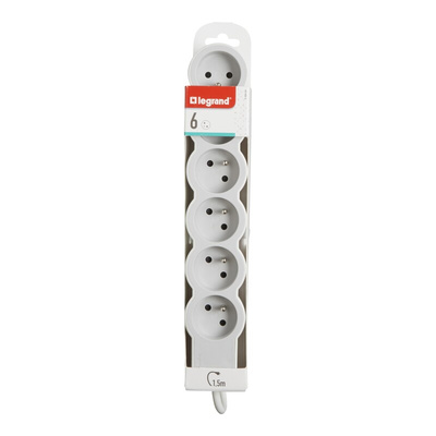 Legrand 1.5m 6 Socket Type E - French Extension Lead