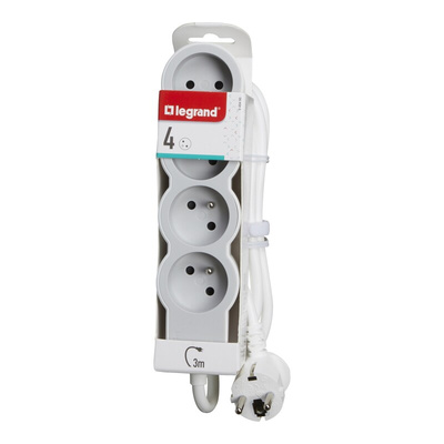 Legrand 3m 4 Socket Type E - French Extension Lead