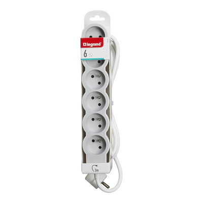 Legrand 3m 6 Socket Type E - French Extension Lead