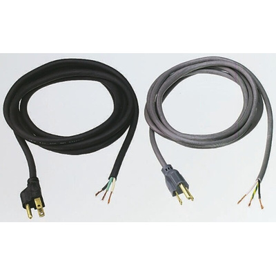 Alpha Wire Unterminated Type B US Plug Plug Power Cord, 2m