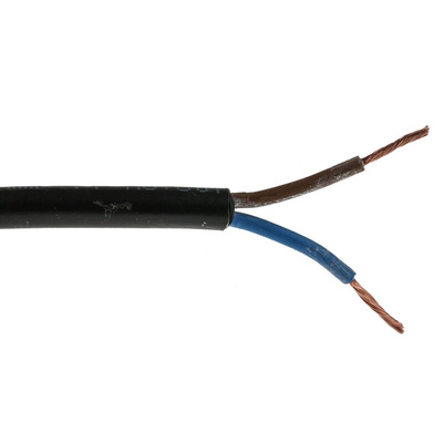 RS PRO 2 Core Power Cable, 0.75 mm², 100m, Black PVC Sheath, 2182Y, 6 A, 300 V