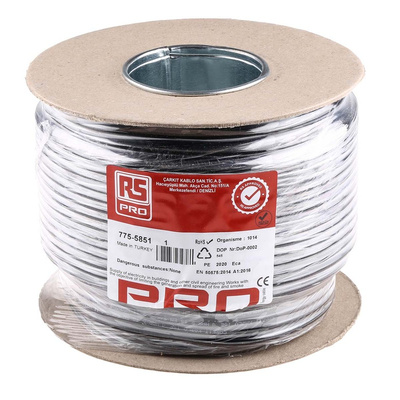 RS PRO 3 Core Power Cable, 0.75 mm², 100m, Black PVC Sheath, 2183Y, 6 A, 300 V