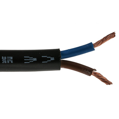 RS PRO 2 Core Power Cable, 2.5 mm², 100m, Black PVC Sheath, 3182Y, 25 A, 300 V, 500 V
