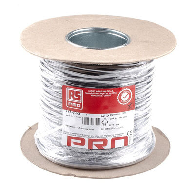 RS PRO 2 Core Power Cable, 0.75 mm², 100m, Black PVC Sheath, 2192Y, 6 A, 300 V