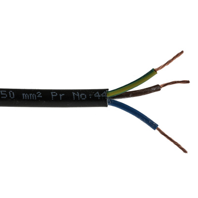 RS PRO 3 Core Power Cable, 0.5 mm², 100m, Black PVC Sheath, 2183Y, 3 A, 300 V, 500 V