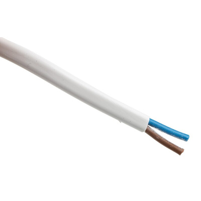 RS PRO 2 Core Power Cable, 0.75 mm², 100m, White PVC Sheath, 2192Y, 6 A, 300 V