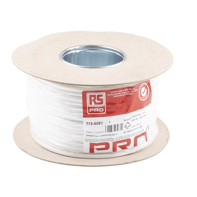 RS PRO 2 Core Power Cable, 0.5 mm², 100m, White PVC Sheath, 2192Y, 3 A, 300 V