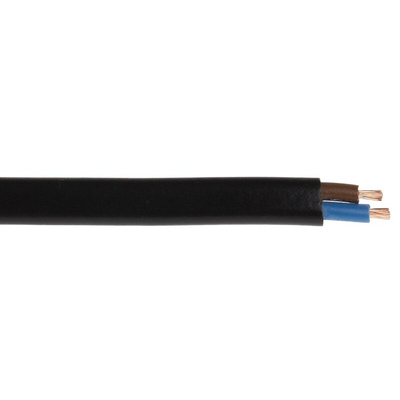 RS PRO 2 Core Power Cable, 0.5 mm², 100m, Black PVC Sheath, 2192Y, 3 A, 300 V