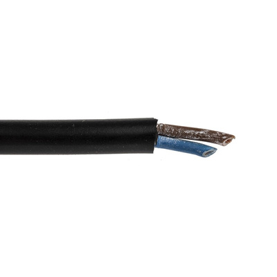 RS PRO 2 Core Power Cable, 0.75 mm², 100m, Black PVC Sheath, 3182Y, 6 A, 300 V, 500 V