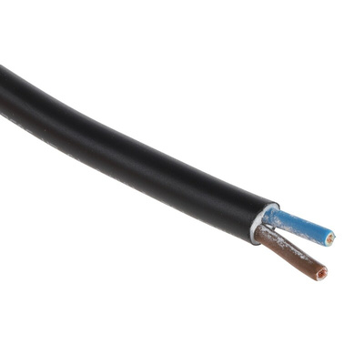 RS PRO 2 Core Power Cable, 1.5 mm², 100m, Black PVC Sheath, 3182Y, 16 A, 300 V, 500 V