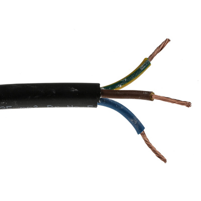 RS PRO 3 Core Power Cable, 1.25 mm², 100m, Black PVC Sheath, 3183Y, 13 A, 300 V, 500 V
