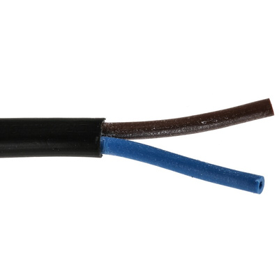 RS PRO 2 Core Power Cable, 0.75 mm², 100m, Black PVC Sheath, 2192Y, 6 A, 300 V