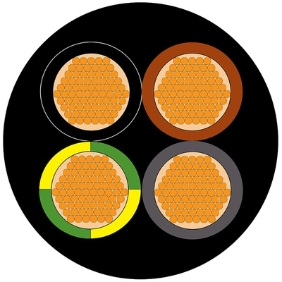 RS PRO 4 Core Power Cable, 2.5 mm², 100m Cross-Linked Compound, Type EM 8 to EN 50363-6 Sheath, 750 V