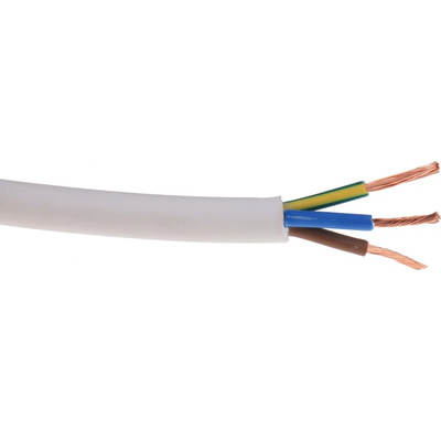 RS PRO 2 Core Power Cable, 0.75 mm², 100m, White, Fire Performance, 500 V