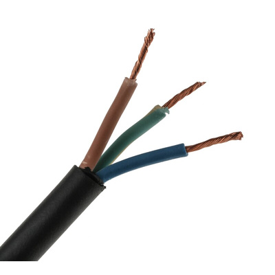 RS PRO 3 Core Power Cable, 1.5 mm², 100m, Black CPE Sheath, TRS, 16 A, 300 V, 500 V