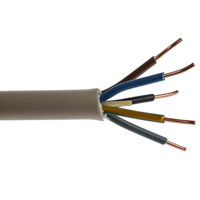 RS PRO 5 Core Power Cable, 2.5 mm², 50m, Grey PVC Sheath, NYM-J, 500 V