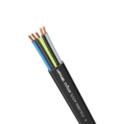 Lapp 4 Core Power Cable, 2.5 mm², 50m, Black Rubber Sheath, Flat, 500 V