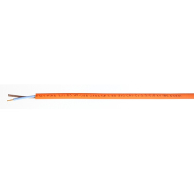 RS PRO 2 Core Power Cable, 1.5 mm², 100m, Orange Polyolefin Sheath, CR1/C1, 10 A, 300 V, 500 V