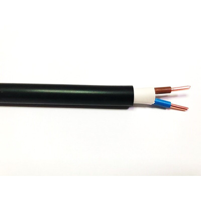RS PRO 2 Core Power Cable, 1.5 mm², 100m, Black PVC Sheath, 26 A, 1 kV, 600 V