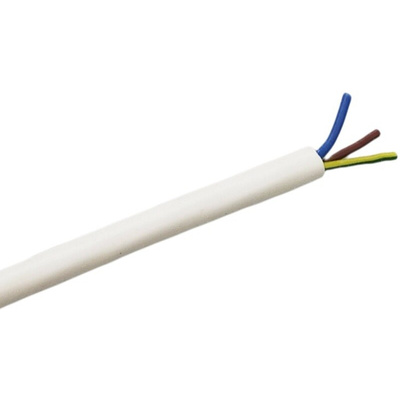 RS PRO 3 Core Power Cable, 0.75 mm², 25m, White Silicone Sheath, High Temperature, 6.5 A, 450 V