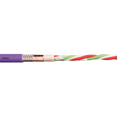 Igus 4 Core Multicore Mains Power Cable, 0.15 mm², 100m, Red lilac Thermoplastic Elastomers TPE Sheath, Cat6, 2.5 A,