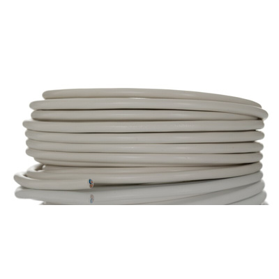 RS PRO 2 Core Power Cable, 0.75 mm², 10m, White PVC Sheath, Mains, 6 A, 300/500 V