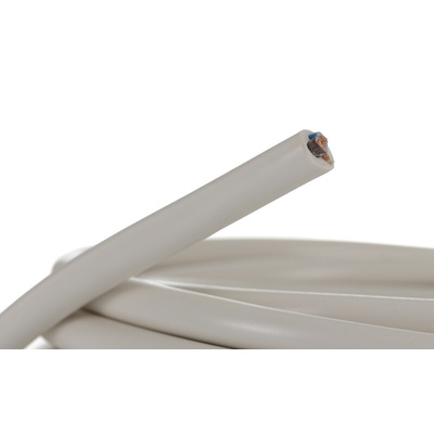 RS PRO 3 Core Power Cable, 0.75 mm², 10m, White PVC Sheath, Mains, 6 A, 300/500 V
