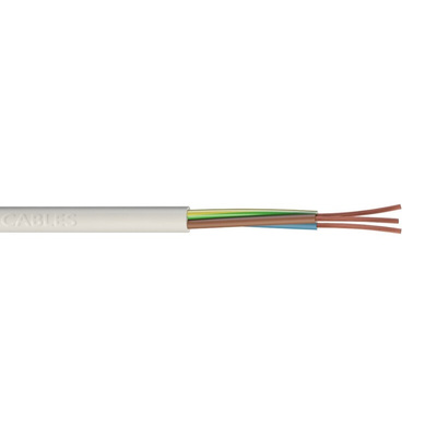 RS PRO 3 Core Power Cable, 1.5mm², 10m, White PVC Sheath, Mains, 16 A, 300/500 V