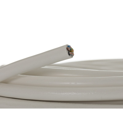 RS PRO 5 Core Power Cable, 0.75 mm², 10m, White PVC Sheath, Mains, 6 A, 300/500 V