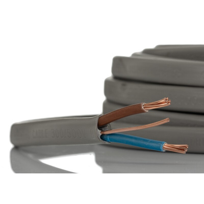 RS PRO 2 Core Power Cable, 2.5 mm², 5m, Grey PVC Sheath, Power, 27A, 300/500 V