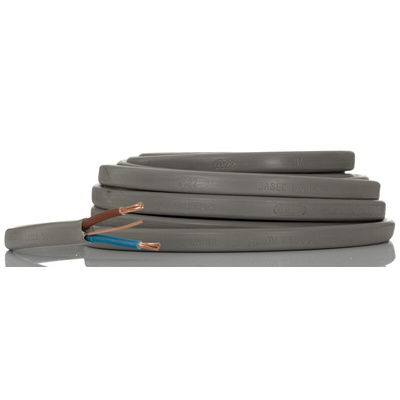 RS PRO 2 Core Power Cable, 6 mm², 3m, Grey PVC Sheath, Power, 47A, 300/500 V