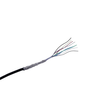 MICROWIRES 8 Core Power Cable, 0.08 mm2, 50m Armoured, Black Thermoplastic Polyurethane TPU Sheath, Shielded, 600 V