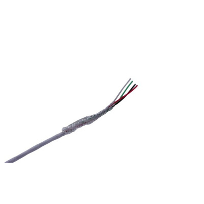 MICROWIRES 4 Core Power Cable, 0.08 mm2, 50m Armoured, White Perfluoroalkoxy (PFA) Sheath, Shielded, 600 V